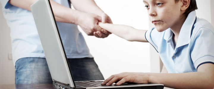 computer and a child